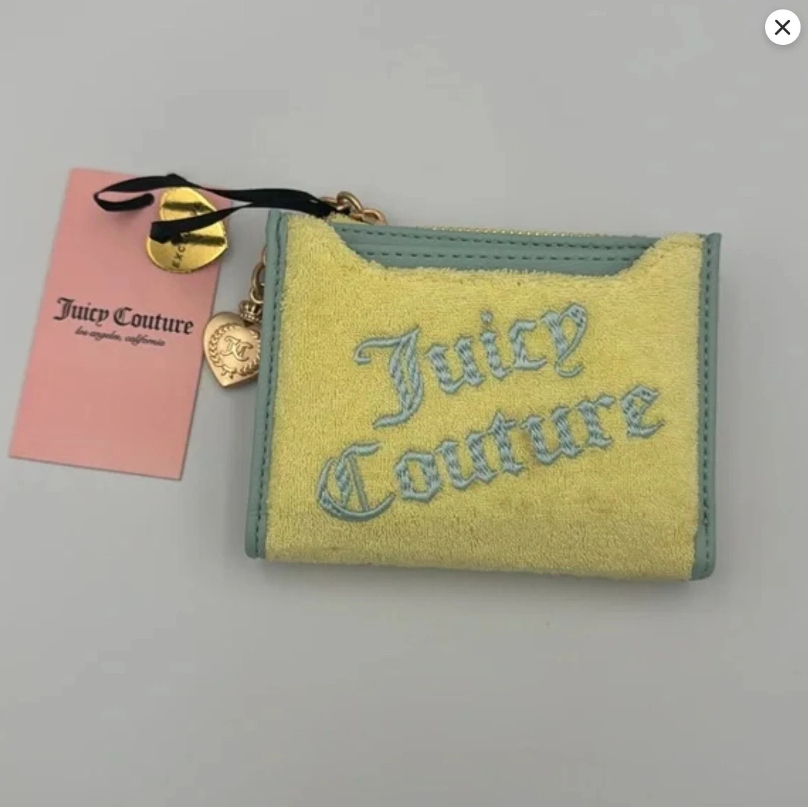Portafoglio Juicy Couture giallo pera pastello gelato sulla spiaggia estraibile CC nuovo con etichette