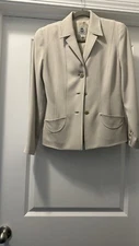 RENFREW Beige  Ribbed Blazer Jacket With Pockets Women’s 2 EUC Made In USA