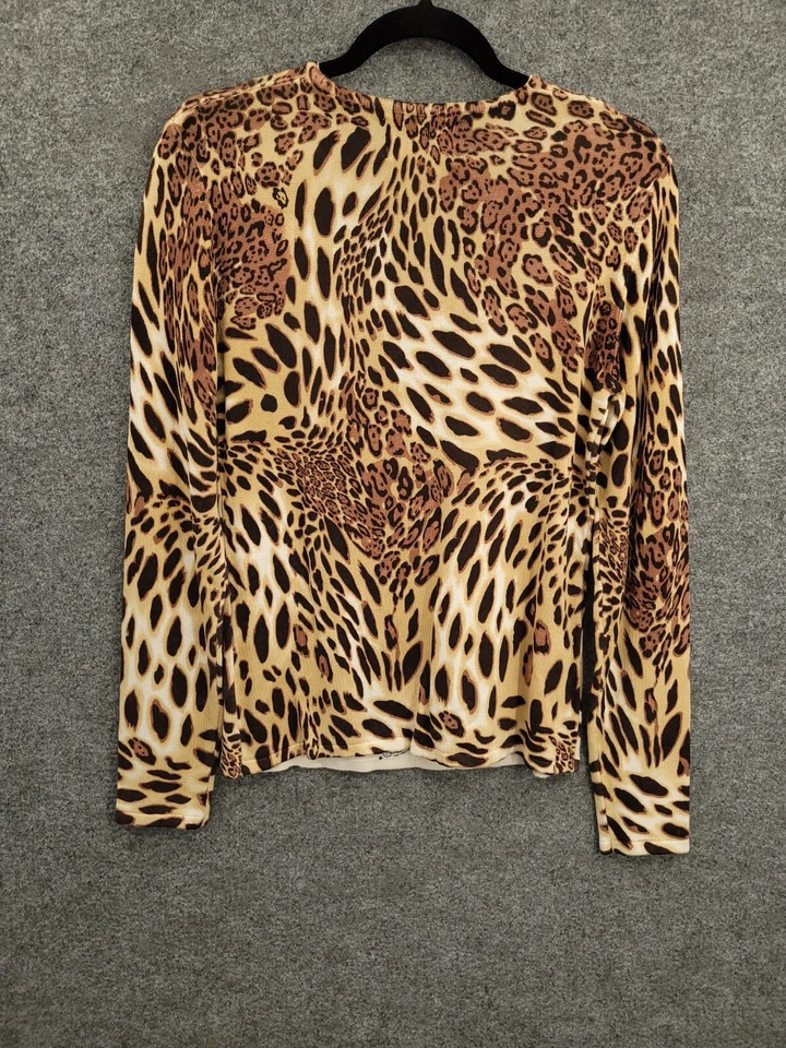 Suéter Pamela McCoy Mujer Pequeño Pullover Cuentas Cuello Redondo Beige Estampado Animal Foto 2 de 4