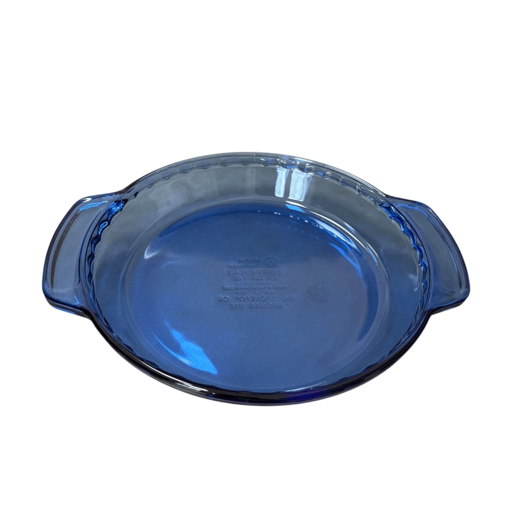 Anchor Hocking VTG Cobalt Blue Glass deep Pie Dish 9” 1qt with Handles