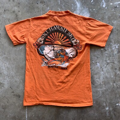 VINTAGE SKI HAWAII SOUVENIR T-SHIRT SZ S 70s HANES TAG POLY TEES
