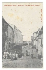 MONSAMPOLO DEL TRONTO -PIAZZALE ANTICO CASTELLO -ANIMATISSIMA- FP VIAGGIATA 1909