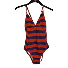 Splendid Red and blue stripe open back one piece swim suit