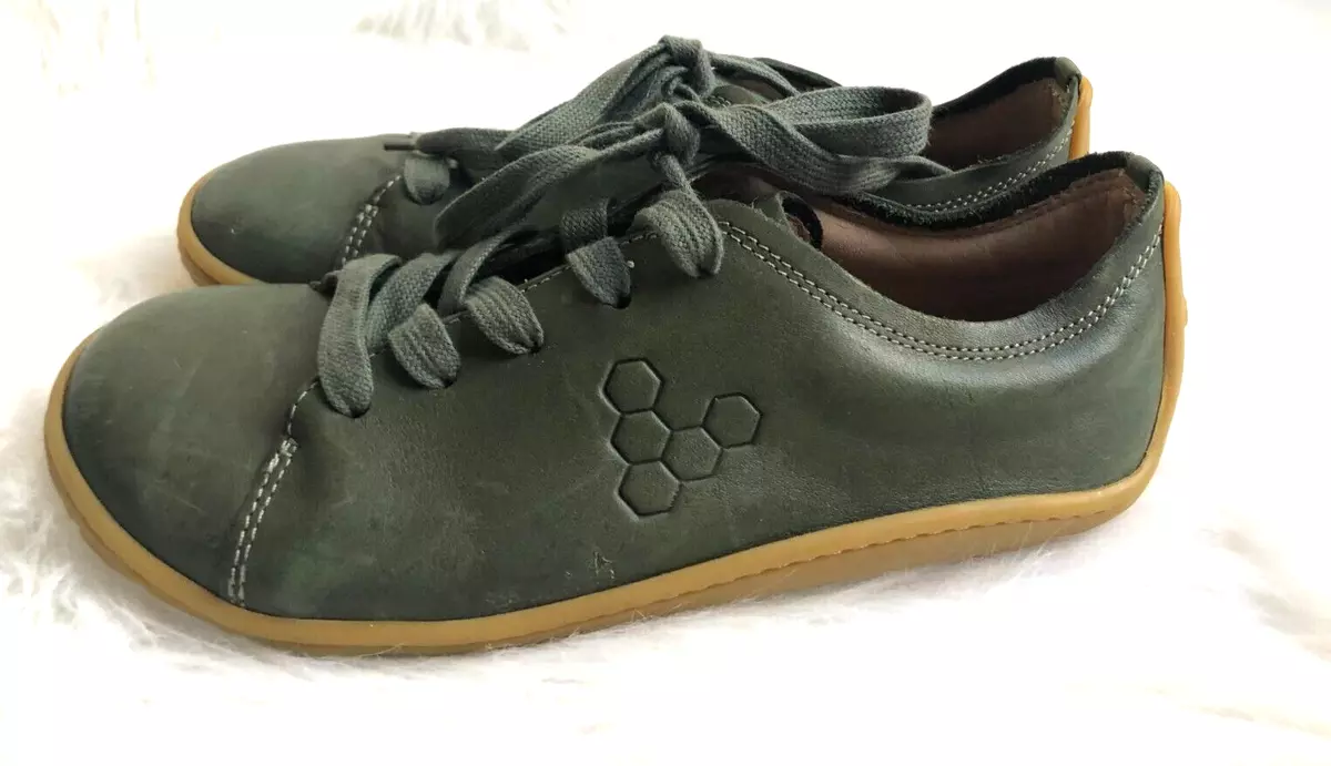 Vivobarefoot Women's Trainers Addis Green Leather Lace-Up Sneakers Size 6 EU 36
