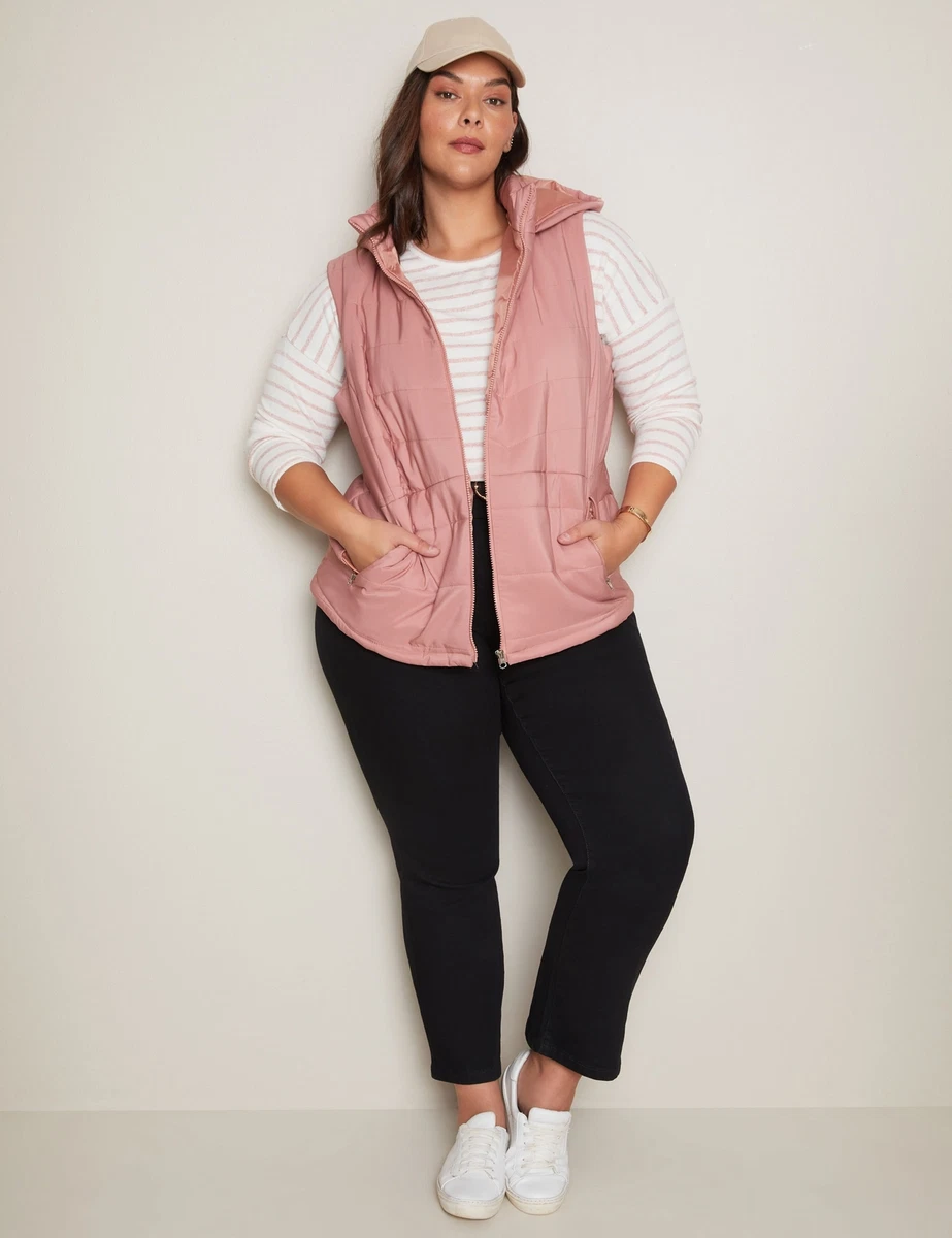 Women's plus size deals puffer vest with hood