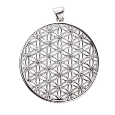 Flower of Life Large 925 Silver Rhodium Plated Cubic Zirconias Lux XL et Nox / X643