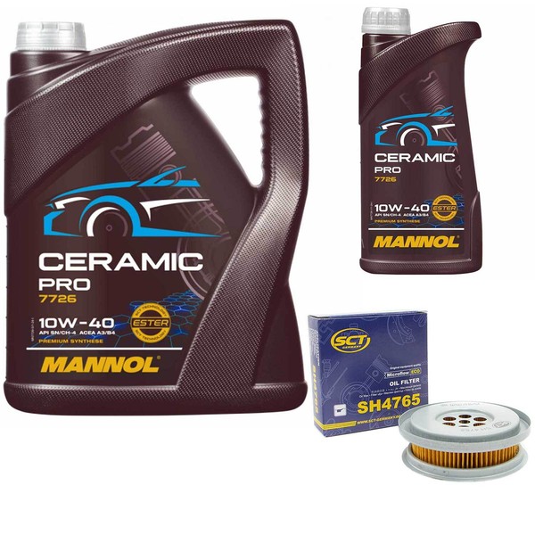 MotoröL Set Mannol 10W-40 Ceramic Pro 6 Liter + ÖLfilter FüR Mercedes E-Klasse-image