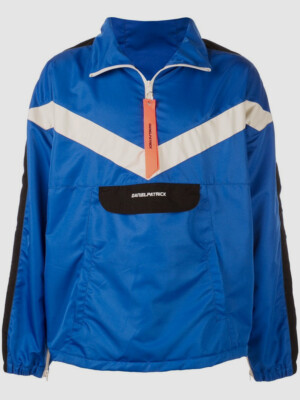 $600 Daniel Patrick Men's Blue Black Sports Panel 1/4 Zip Anorak Jacket Size M