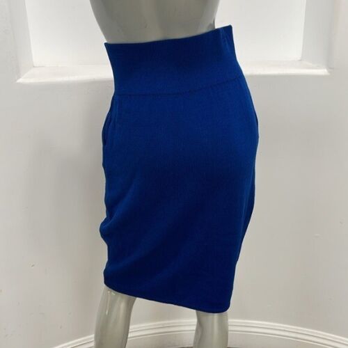 Tuta St. John By Marie grigia donna vintage 80 maglia manica lunga gonna blu taglia 4 - Foto 11 di 15