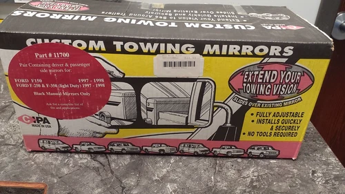 Mirror Extensions Ford Full Size Light Duty Pick-ups, 1997-2002. Fits rectangula