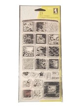 Inkadinkado Clear Stamps Flourishes Small Squares Bliss Life Dream Set of 23