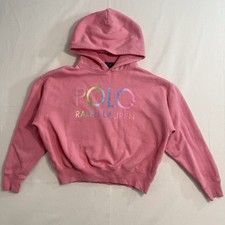 Polo Ralph Lauren Pink Hoodie Womens Medium Pullover Missing Drawstring, Stain