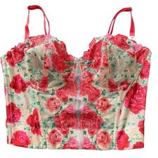 Victoria's Secret Dream Angels Floral Embroidered Bustier Bra Top 32C NWOT Red