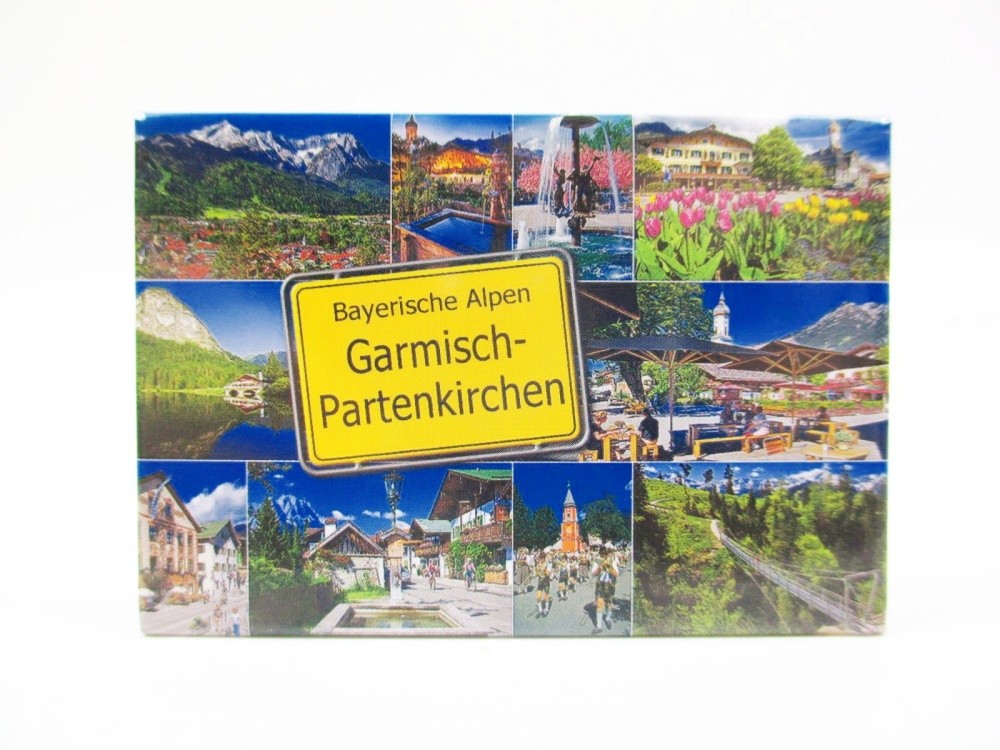 Garmisch Partenkirchen magnet photo souvenir town sign Zugspitze mountains...