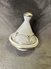 Mini Decorative Ceramic Tagine Grey And Silve...