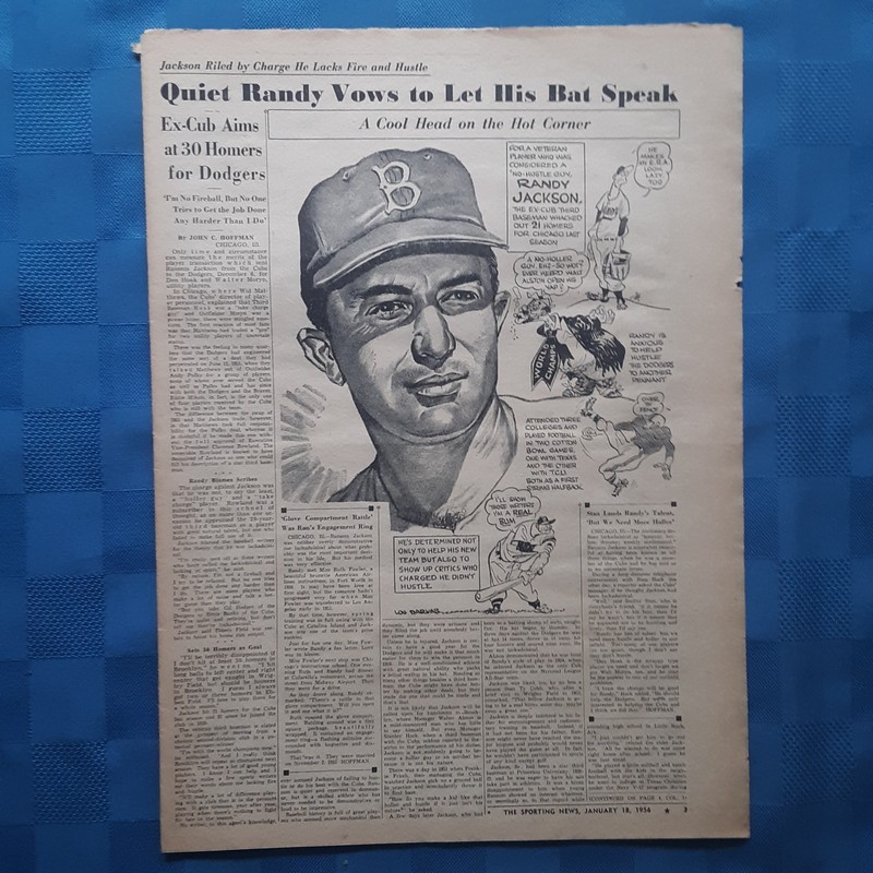 TCU Cotton Bowl Texas Randy Jackson by Lou Darvas 1956 Brooklyn Dodgers Cubs 