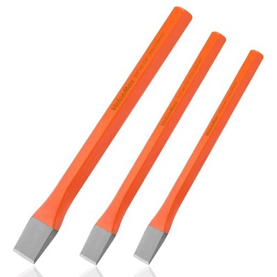 ValueMax 3-Piece Heavy Duty Cold Chisel Set, 3/8-Inch, 1/2-Inch Small, Orange