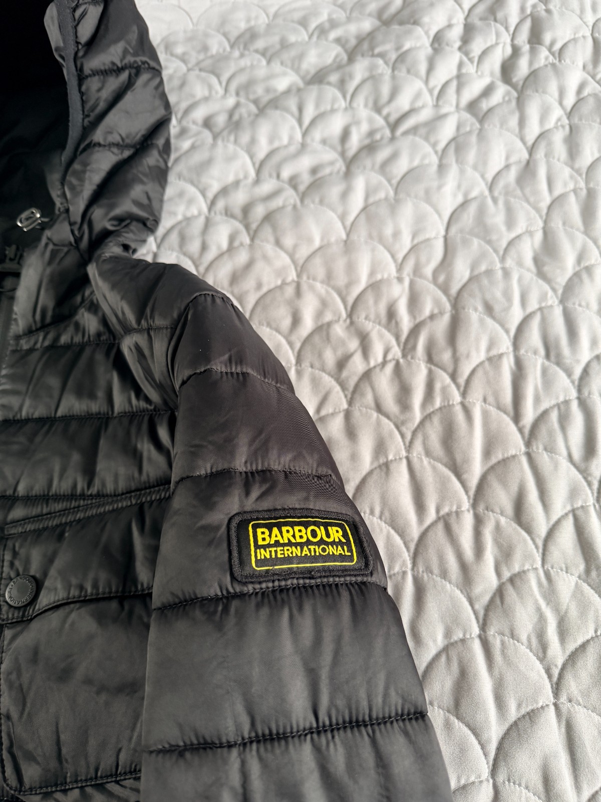 Barbour International Ouston Men's Black Quilted Biker Jacket M image 2