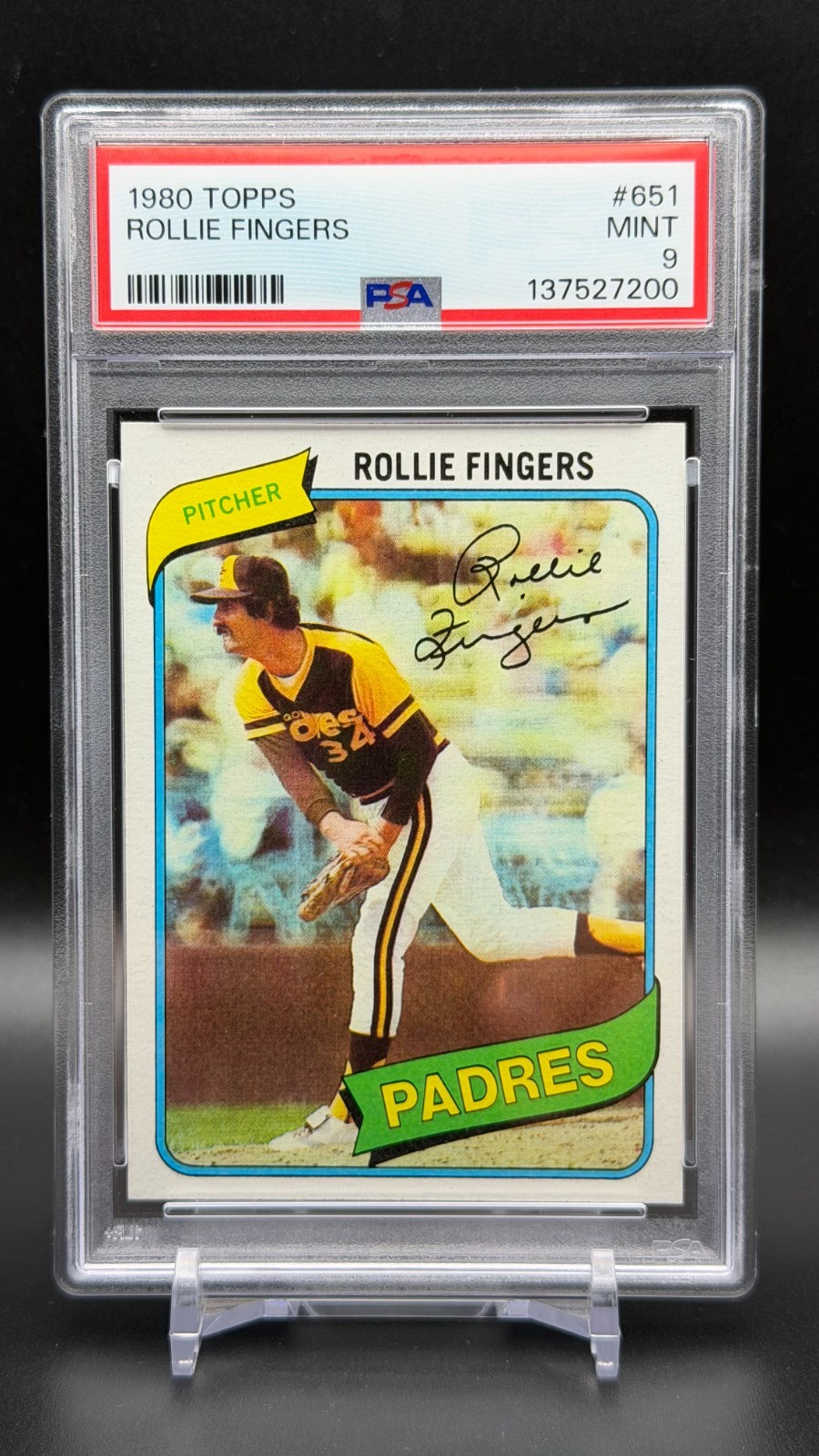 1980 Topps #651 - HOF Rollie Fingers San Diego Padres PSA 9