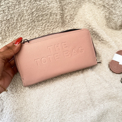 THE TOTE BAG Damen Geldbörse rosa Kunstleder Reißverschluss und Schultergurt 