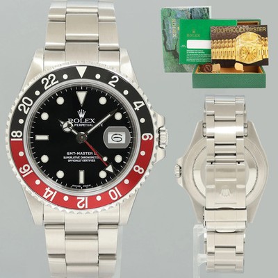Mint 1988 Rolex GMT-Master II 2 Fat Lady Coke Red Steel 16760 40mm Watch Box