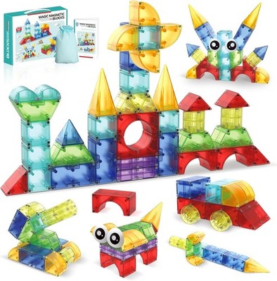GAGAKU 62 Teile Magnetische Bausteine Kinderspielzeug für 3-10 Jahre 3cm Magnet