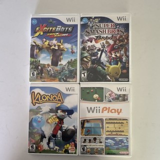 Nintendo Wii 4 Game Lot: Smash Bros. Brawl Excitebots Klonoa Wii Play