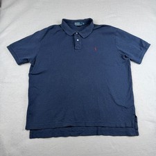 Vintage Polo Ralph Lauren Polo Shirt Mens XL Navy Jersey Made In USA Baggy 80s
