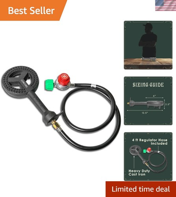 #ad Banjo Jr 6#x27;#x27; High Pressure Burner Head with Regulator Hose for Propane Cooking $63.68