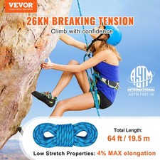 New 10.5 mm Static Climbing Rope, 19.5M 64ft Outdoor Rock Climbing Rope 25KN B