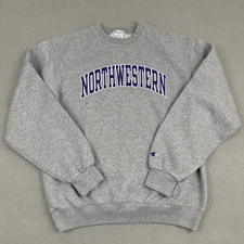 Northwestern Wildcats Sweatshirt Men Medium Gray Purple Crewneck Pullover NCAA M