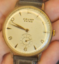 Vintage watch CAUNY Jumbo / Plaque Gold / Honey Comb / UT176 Unitas 15J / 38 MM