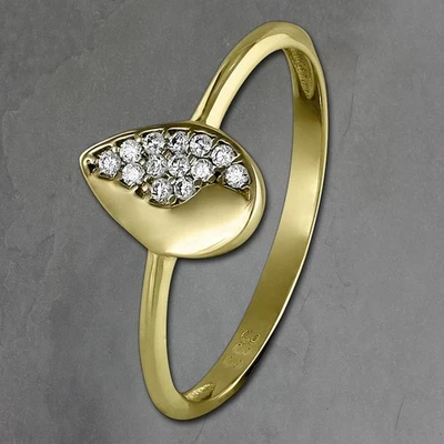 GoldDream Ring Damen Gr. 54-60 Blatt Gelbgold 8 Karat goldweiß Zirkonia GDR506YX - Bild 1 von 4