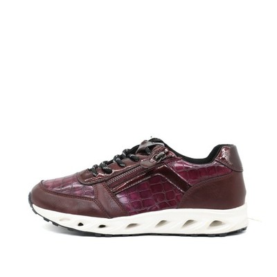 Bama Damen Kroko-Optik Sneaker Reißverschluss Bordeaux Sohle Komfortschuhe EU 40