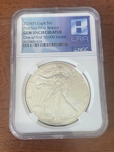 2024 (P) Silver EAGLE WITH STAR PRIVY 🌟 NGC GEM UNC 1 OF FIRST 50,000