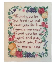 VTG Bucilla Completed Grace Sampler Cross-Stitch 8" X 10" Unframed