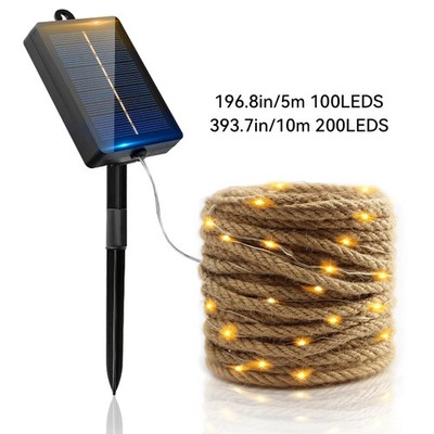 Solar Hanfseil Lichterkette 510 m 100200 LEDs Außen Garten Dekoration