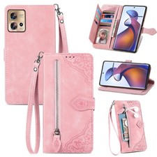 ZIP Case Flip Leather Wallet Cover For Motorola G86 G56 G85 G75 G55 Edge 70 60