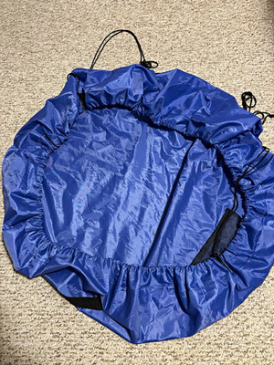 LEGO Blue Round Solid Nylon Drawstring Storage Bag 4 pockets drawstring closure