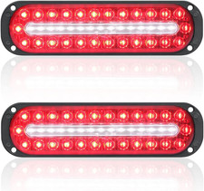 Pack of 2 Oval Red LED Trailer Stop Brake Turn Signal Tail Lights with White