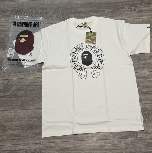 A Bathing Ape BAPE Men's White Graphic Logo Print Crew Neck T-Shirt Size XL