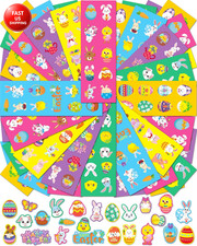 1260 PCS Easter Stickers for Kids, 100 Sheets Egg Decorating Fillers Bunny Stick