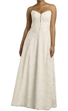 NWT David's Bridal Strapless Lace A-Line Corset Wedding Dress - Ivory - Sz 18W