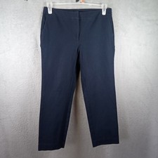 Ann Taylor Factory Navy Blue Curvy Fit Cotton Stretch Trousers Womens Size 8