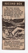 Record Box Newspaper cut-out #40 Florence Chadwick English Channel Swimmier 1951