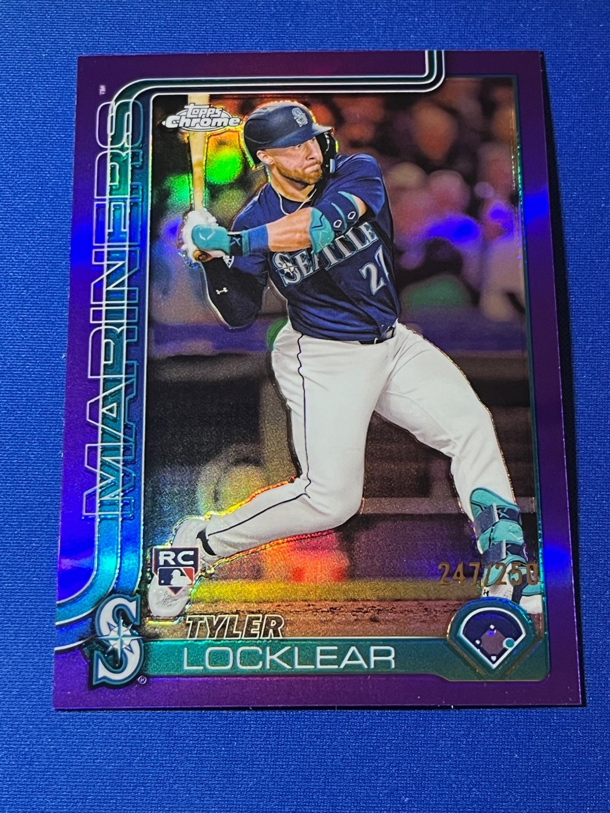 2025 Topps Chrome Tyler Locklear #41 Purple Refractor /250 Rookie RC Mariners