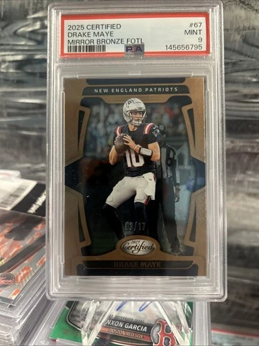 2025 Panini Certified #67 Drake Maye Mirror Bronze FOTL #3/17 🔥🔥PSA 9