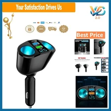 Car Cigarette Lighter Splitter with LED Volt Tester Dual USB QC3.0 Type-C New