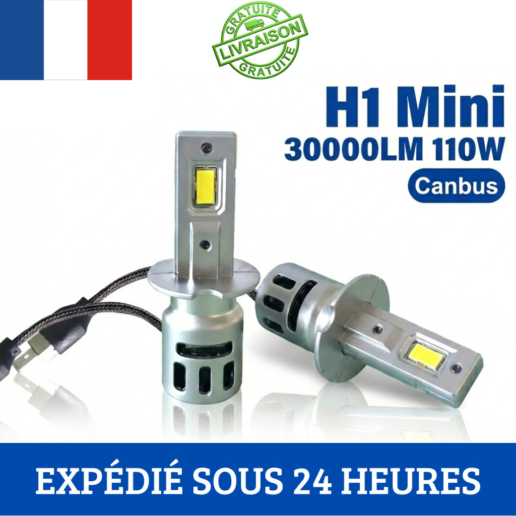 Ampoules LED H1 Canbus Anti Erreur Phare Voiture CSP 7035 Blanc 6000K Lumineux x2