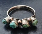 Vintage Navajo Sterling Silver Ring with 4 Turquoise Stones. Size 7 1/8